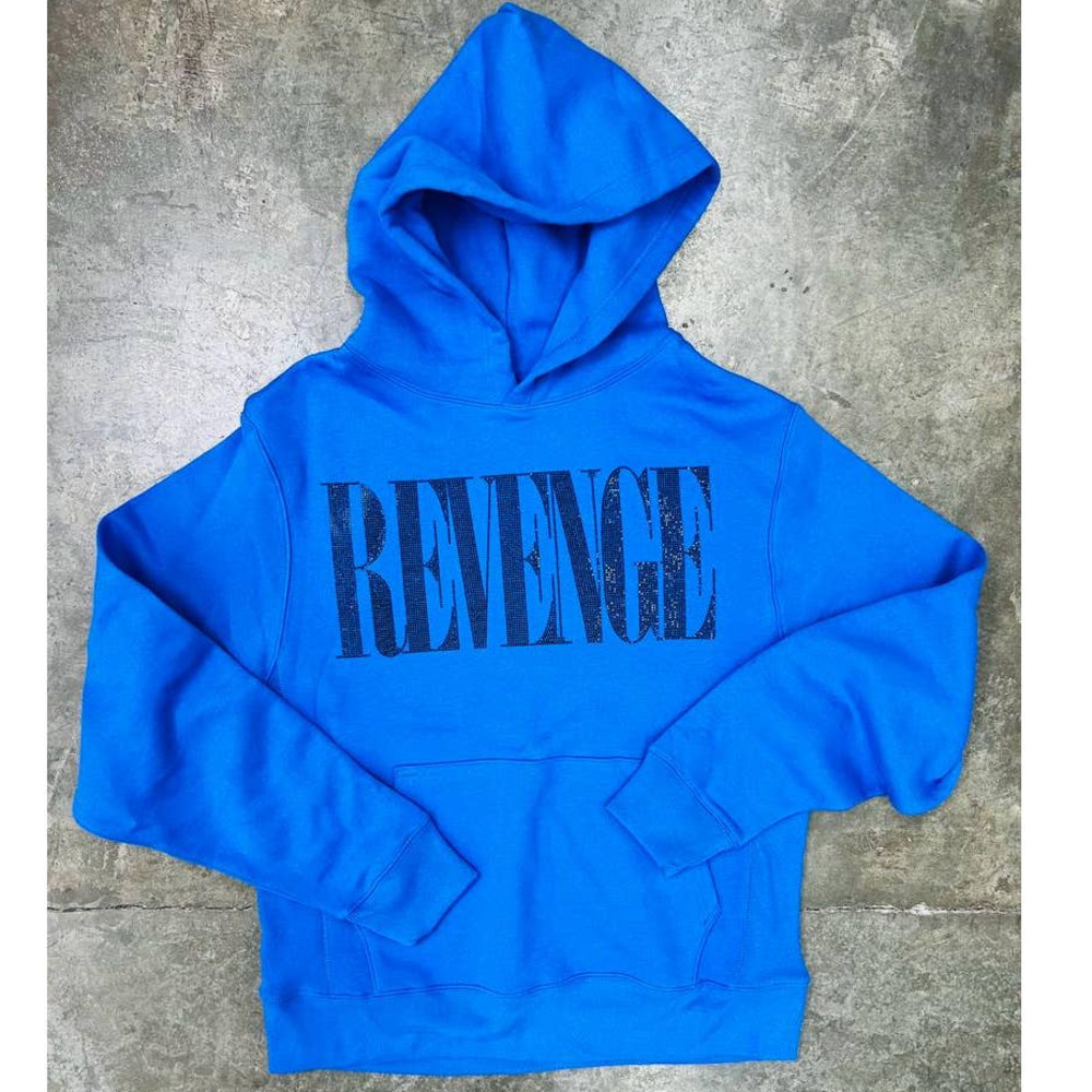 Revenge Nirvana Blue Rhinestone Hoodie - Large
